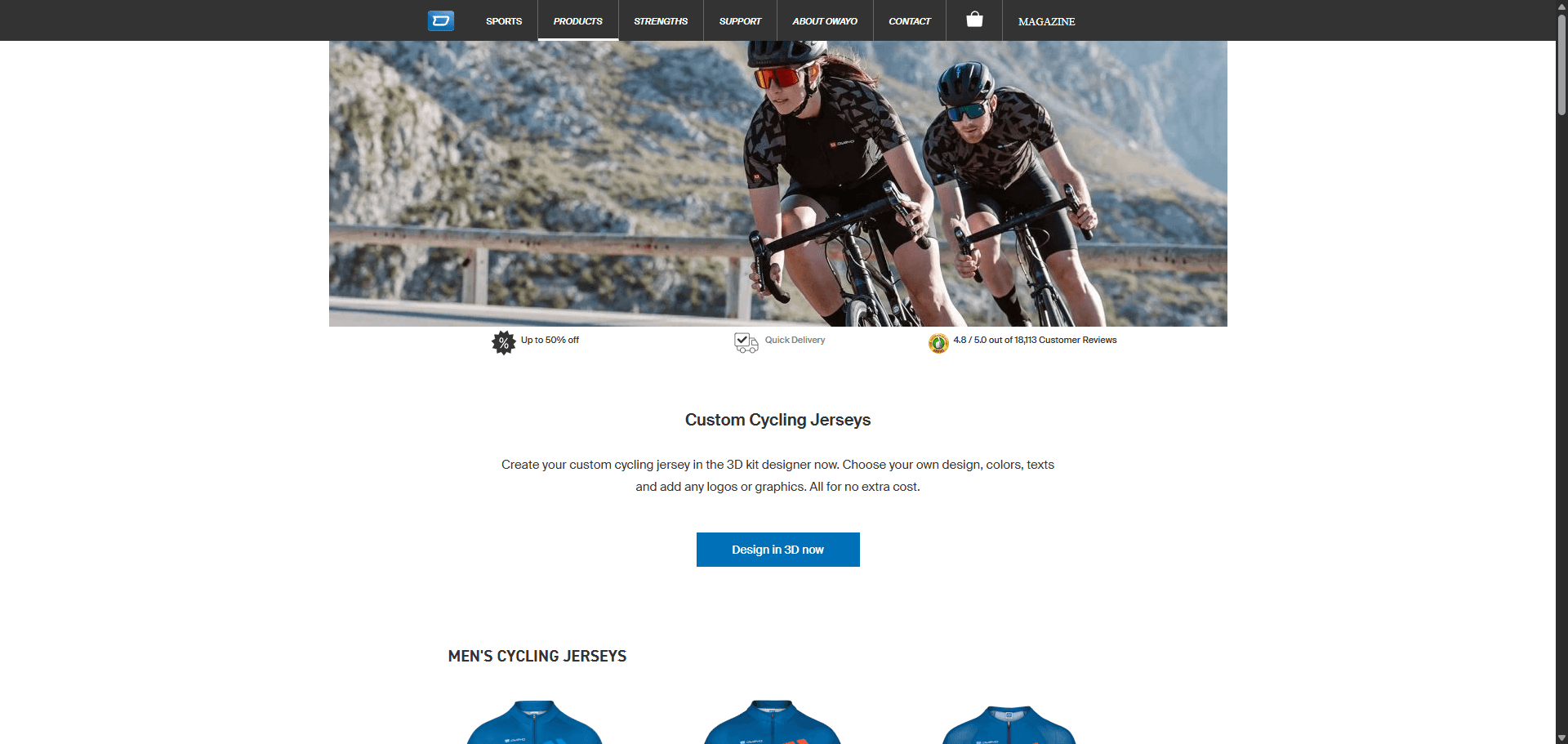 Owayo — jersey configurator 3-D view