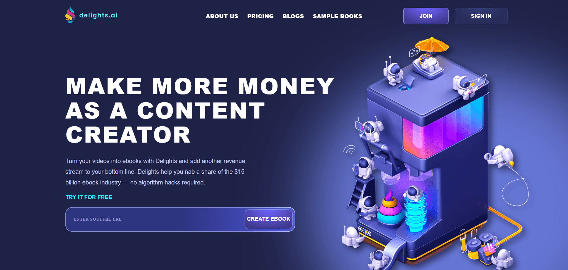 Delights.ai — homepage hero