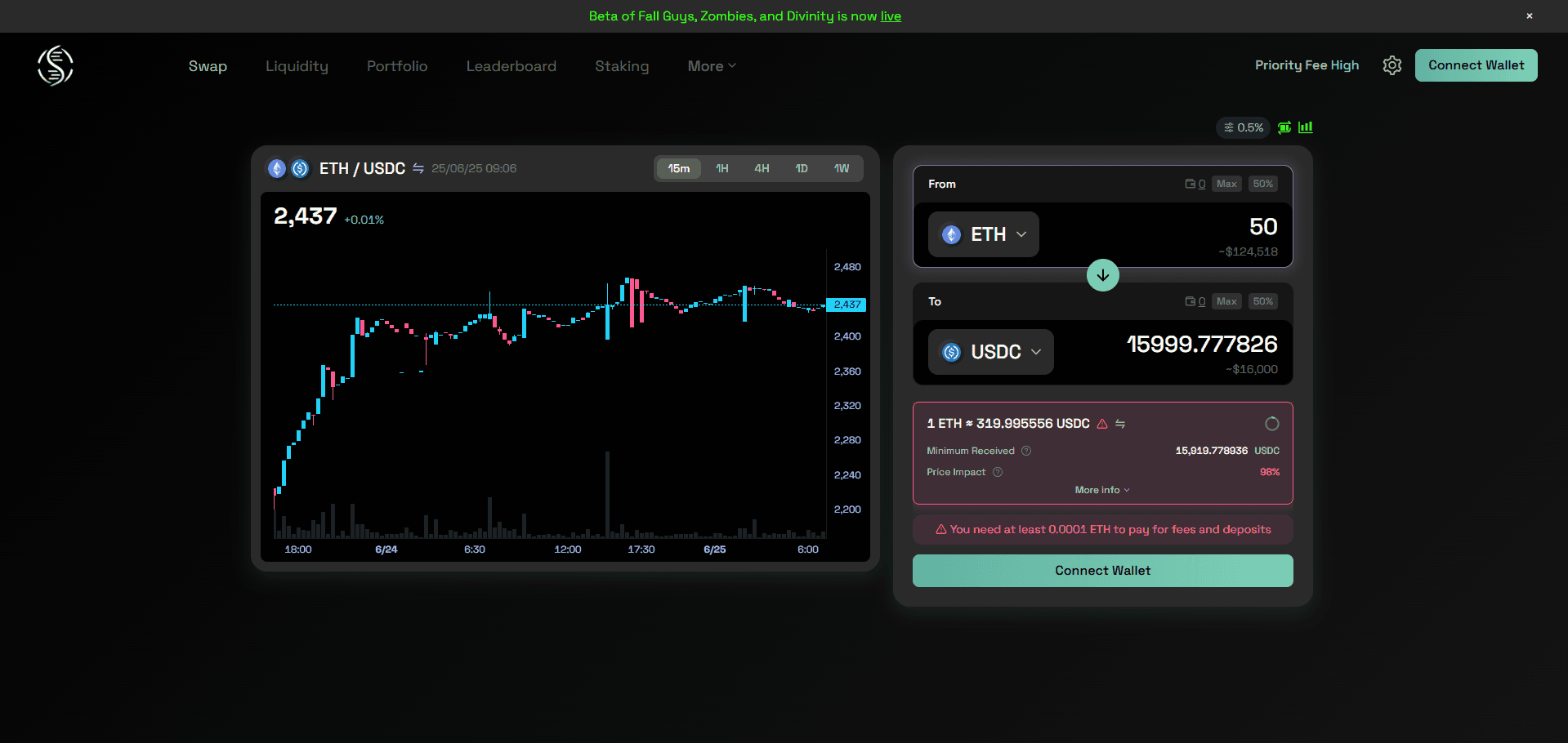 Eclipse DEX – Swap interface