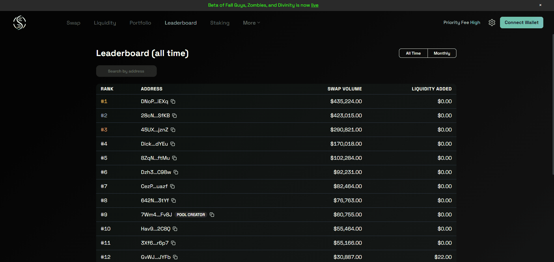 Eclipse DEX – Bridge dashboard