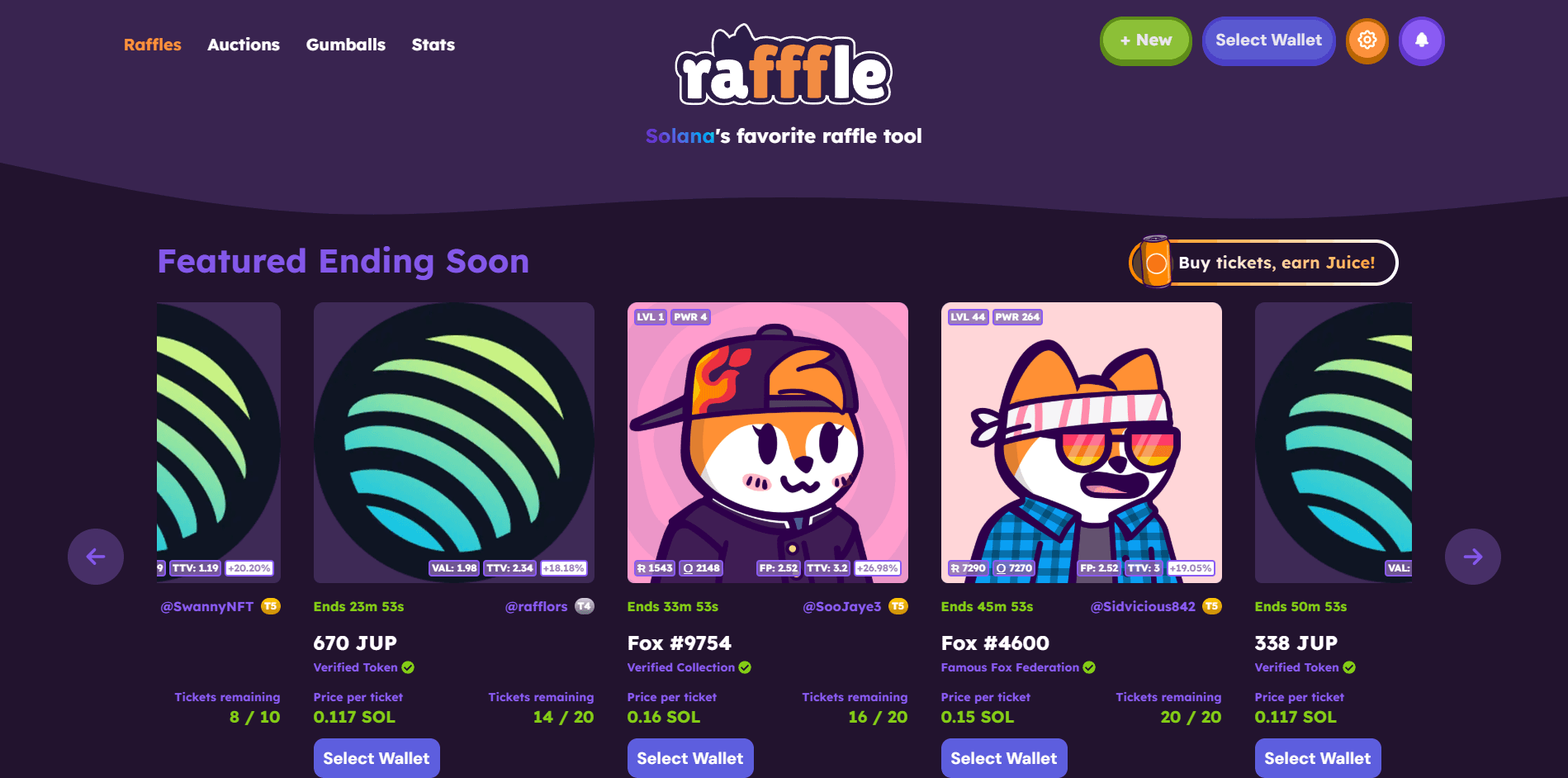 Rafffle – raffle list view