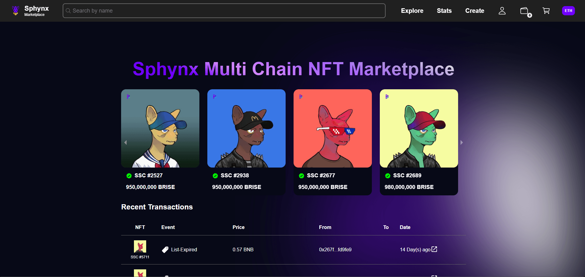 Sphynx Marketplace – cross‑chain collections explorer