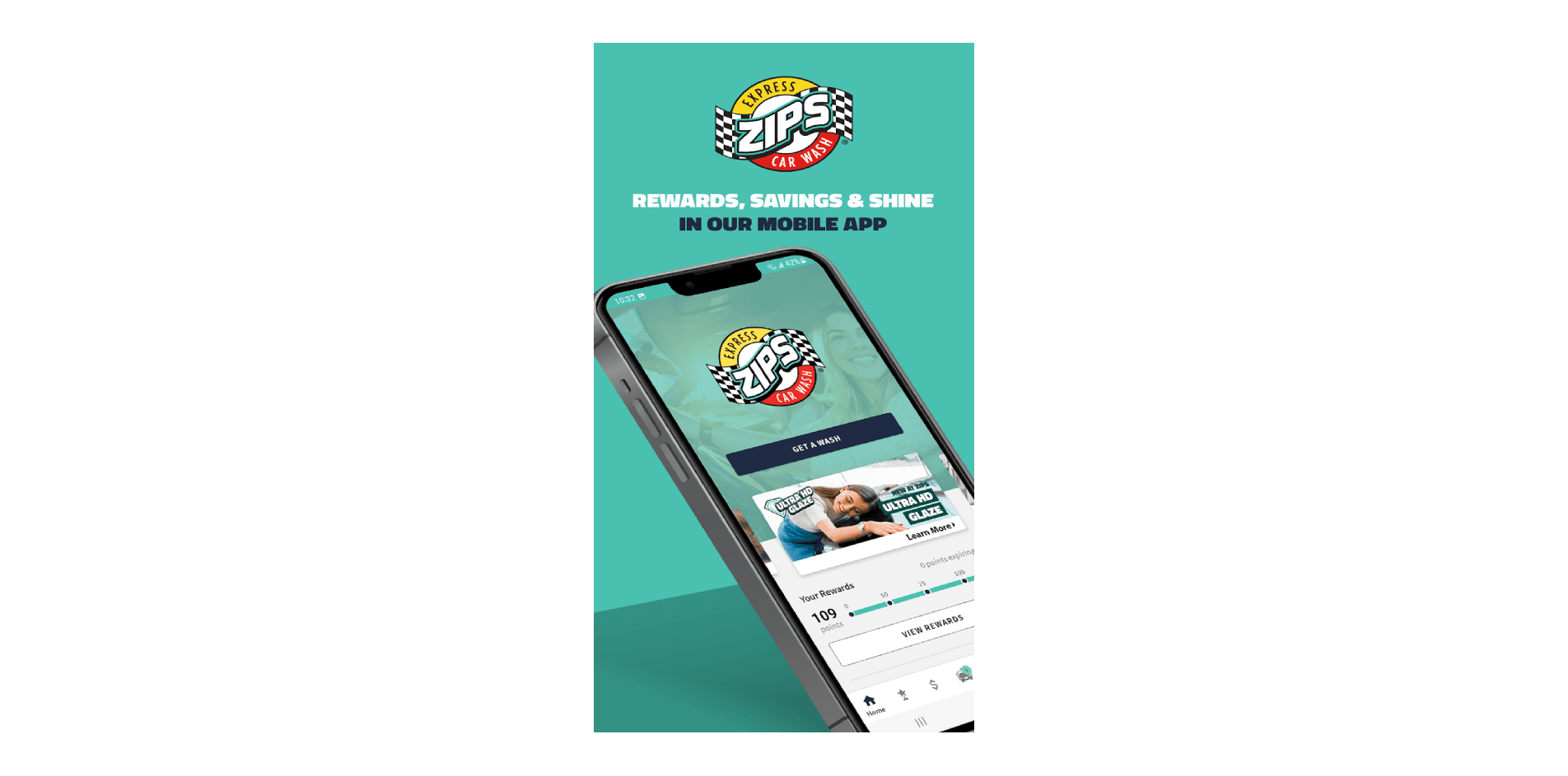 ZIPS Car Wash – rewards dashboard